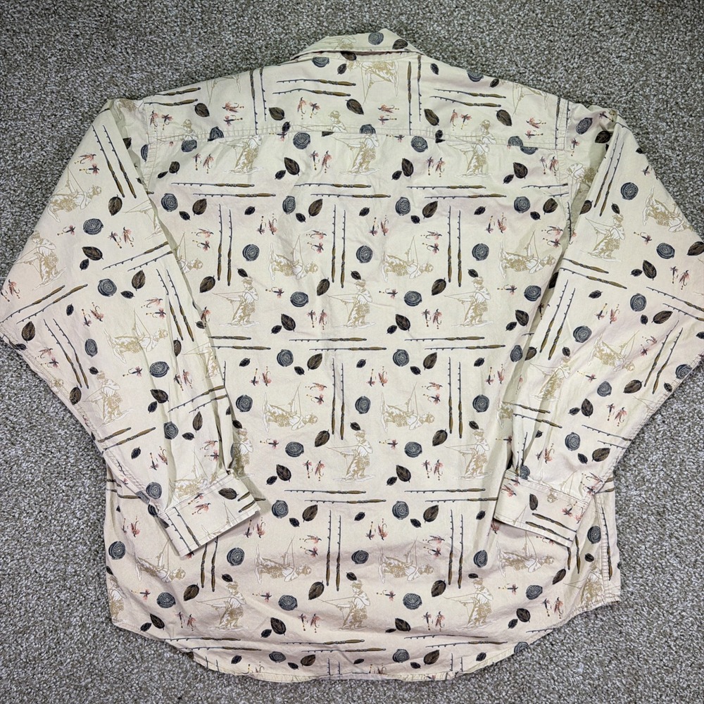 Vintage Ruff Hewn Fly Fishing All Over Print Button Down Shirt Size XL 90s - Picture 6 of 7